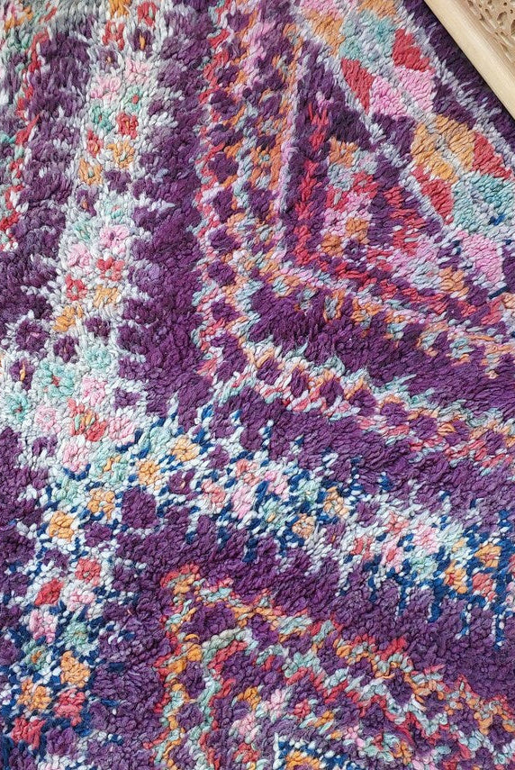 Mid Century Rug Handmade Wool: Vintage Moroccan Beni Mtir, Reversible, Earthy Colorful Statement Carpet MoroccanBazzArts