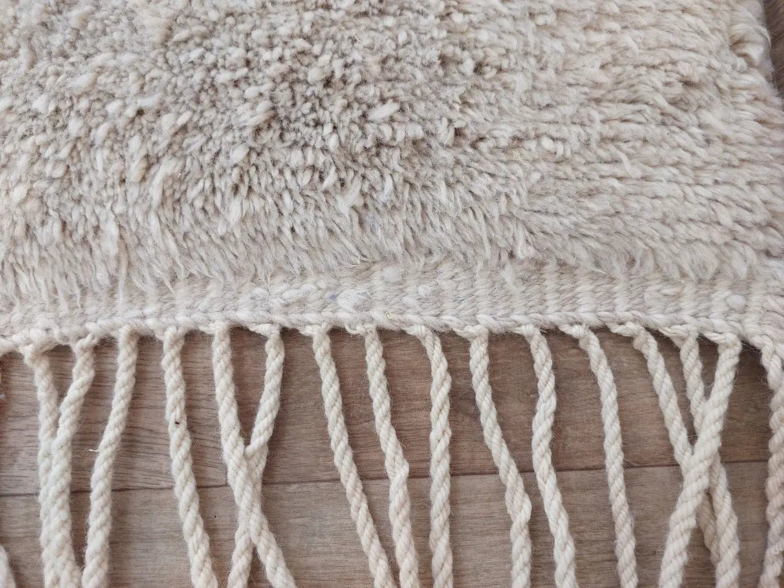 Luxurious Handwoven Moroccan Beni Mrirt Rug - Contemporary Neutral Berber Rug For Living Room (7.2x10 Ft) MoroccanBazzArts