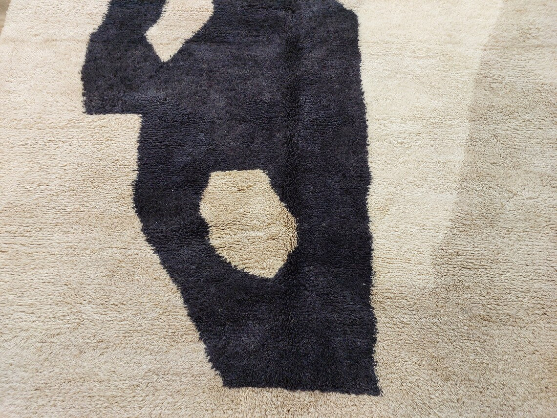 Luxurious Handwoven Moroccan Beni Mrirt Rug - Contemporary Neutral Berber Rug For Living Room (7.2x10 Ft) MoroccanBazzArts