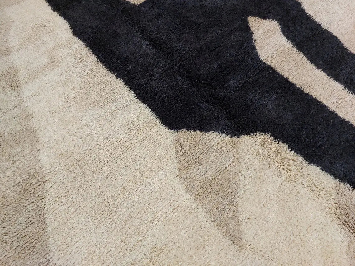 Luxurious Handwoven Moroccan Beni Mrirt Rug - Contemporary Neutral Berber Rug For Living Room (7.2x10 Ft) MoroccanBazzArts