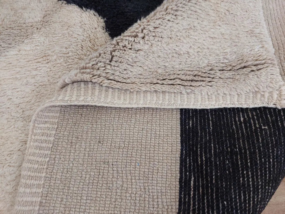 Luxurious Handwoven Moroccan Beni Mrirt Rug - Contemporary Neutral Berber Rug For Living Room (7.2x10 Ft) MoroccanBazzArts