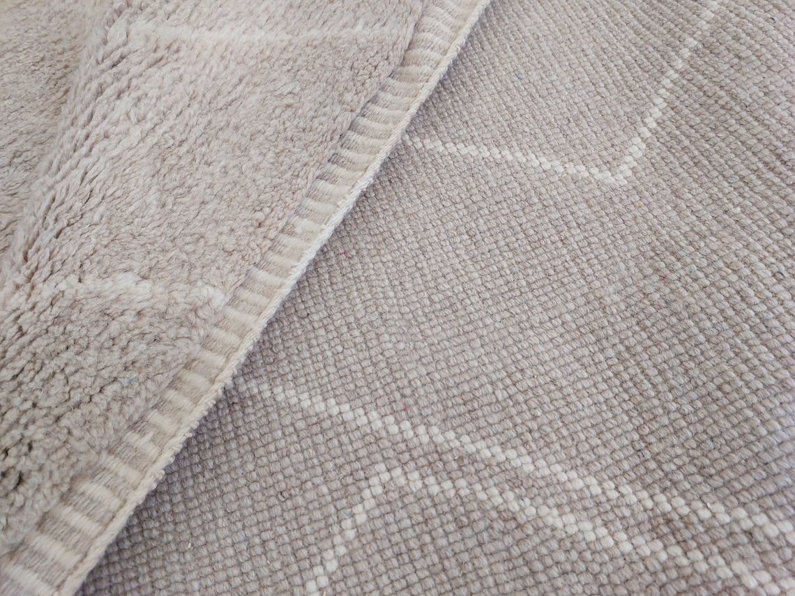 Authentic Moroccan Beni Mrirt Rug: Handmade Neutral Berber Rug In Plush Pile , Genuine Lamb Wool MoroccanBazzArts