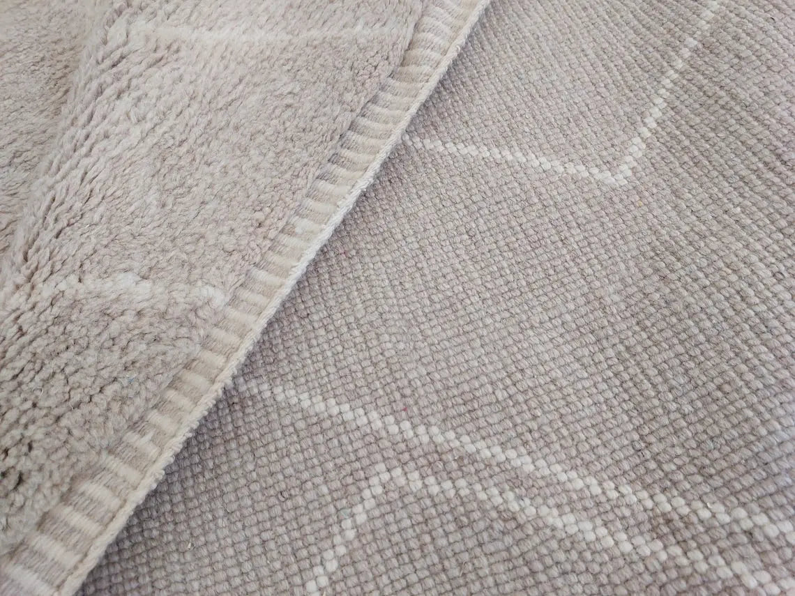 Authentic Moroccan Beni Mrirt Rug: Handmade Neutral Berber Rug In Plush Pile , Genuine Lamb Wool MoroccanBazzArts