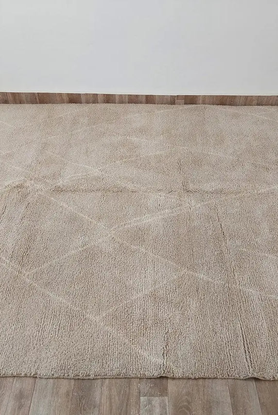 Authentic Moroccan Beni Mrirt Rug: Handmade Neutral Berber Rug In Plush Pile , Genuine Lamb Wool MoroccanBazzArts