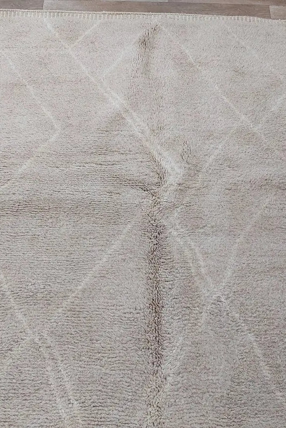 Authentic Moroccan Beni Mrirt Rug: Handmade Neutral Berber Rug In Plush Pile , Genuine Lamb Wool MoroccanBazzArts