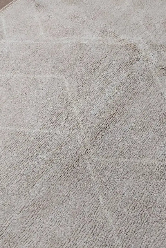 Authentic Moroccan Beni Mrirt Rug: Handmade Neutral Berber Rug In Plush Pile , Genuine Lamb Wool MoroccanBazzArts