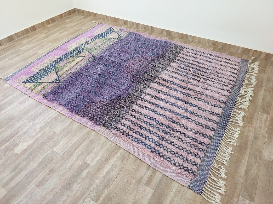 Luxurious Handwoven Moroccan Berber Wool Rug - Authentic Beni Mrirt Tribal Carpet For Modern Decor MoroccanBazzArts
