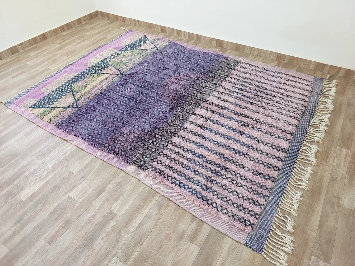 Luxurious Handwoven Moroccan Berber Wool Rug - Authentic Beni Mrirt Tribal Carpet For Modern Decor MoroccanBazzArts
