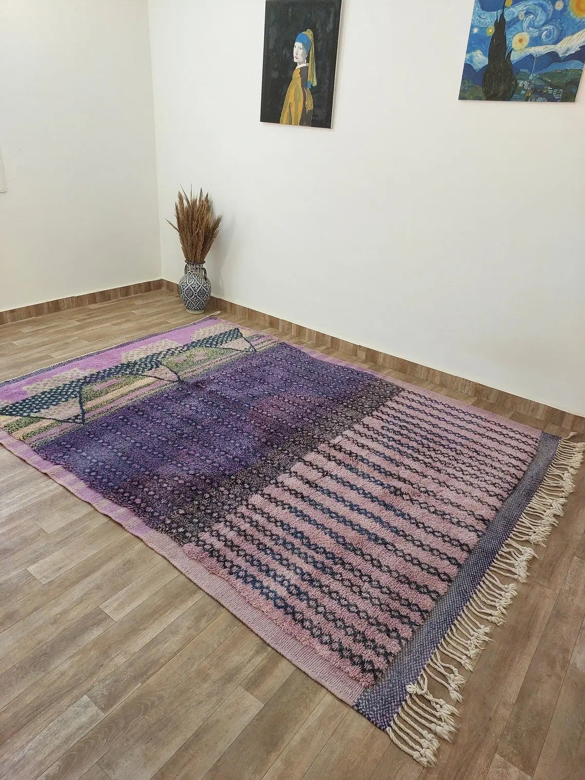 Luxurious Handwoven Moroccan Berber Wool Rug - Authentic Beni Mrirt Tribal Carpet For Modern Decor MoroccanBazzArts