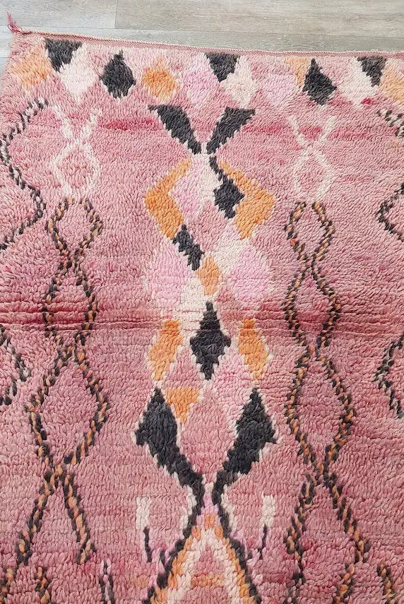 Vintage Pink Boujad Runner: Handmade Moroccan Berber Hallway Rug (3.11 x 10.10 ft) MoroccanBazzArts