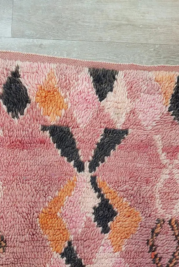 Vintage Pink Boujad Runner: Handmade Moroccan Berber Hallway Rug (3.11 x 10.10 ft) MoroccanBazzArts