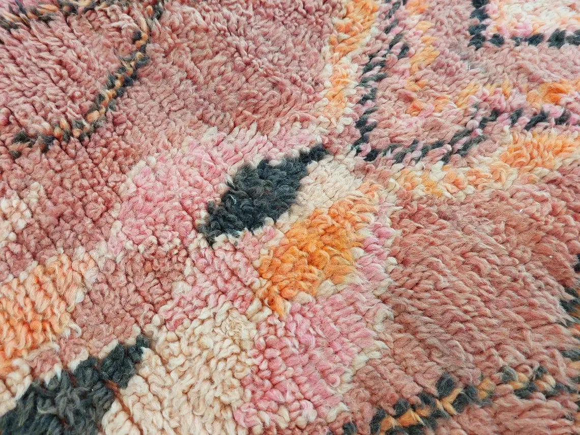 Vintage Pink Boujad Runner: Handmade Moroccan Berber Hallway Rug (3.11 x 10.10 ft) MoroccanBazzArts