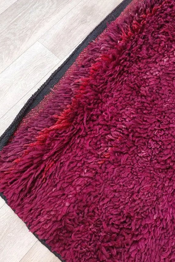 Luxury Burgundy Rug Wool 6.4x10.6: Vintage Moroccan Beni Mguild Berber Carpet MoroccanBazzArts