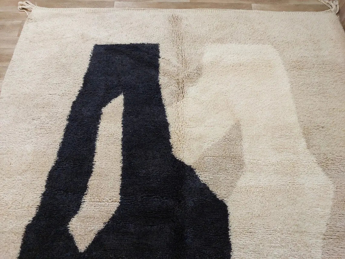 Luxurious Handwoven Moroccan Beni Mrirt Rug - Contemporary Neutral Berber Rug For Living Room (7.2x10 Ft) MoroccanBazzArts