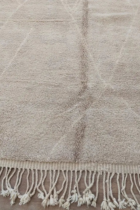 Authentic Moroccan Beni Mrirt Rug: Handmade Neutral Berber Rug In Plush Pile , Genuine Lamb Wool MoroccanBazzArts