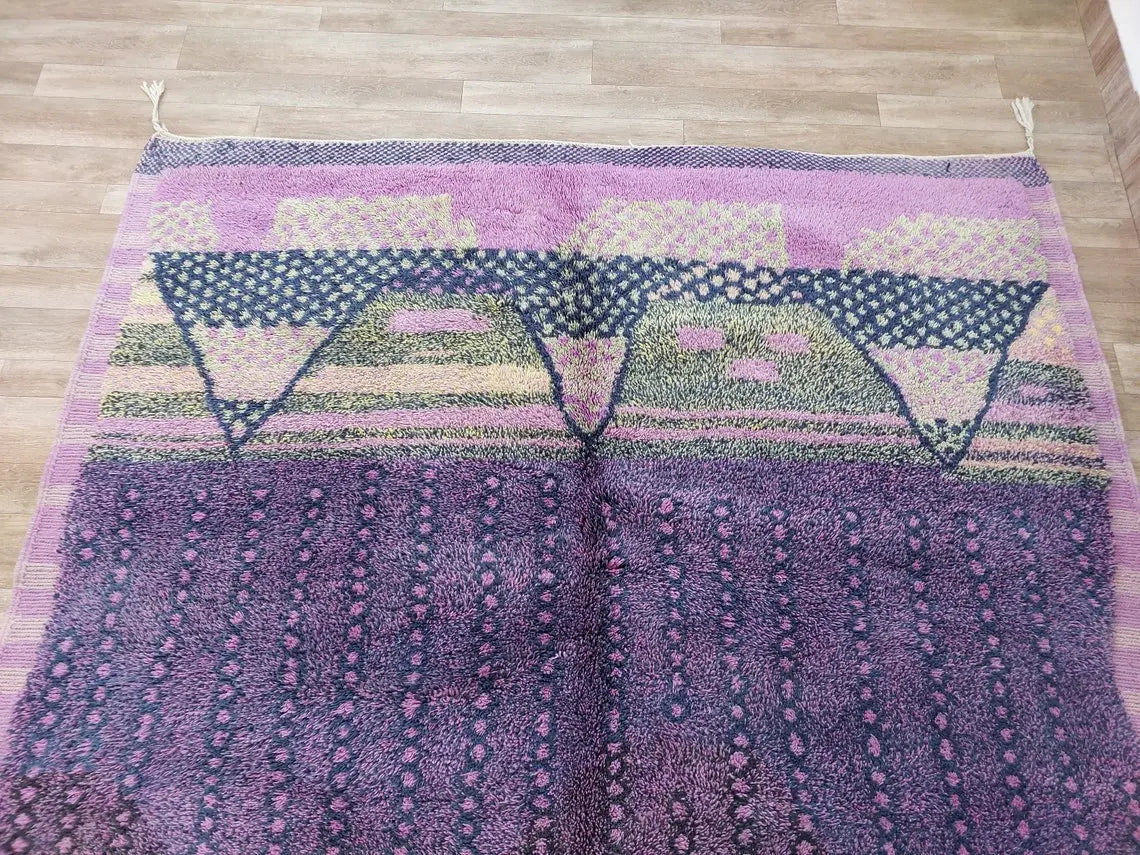 Luxurious Handwoven Moroccan Berber Wool Rug - Authentic Beni Mrirt Tribal Carpet For Modern Decor MoroccanBazzArts