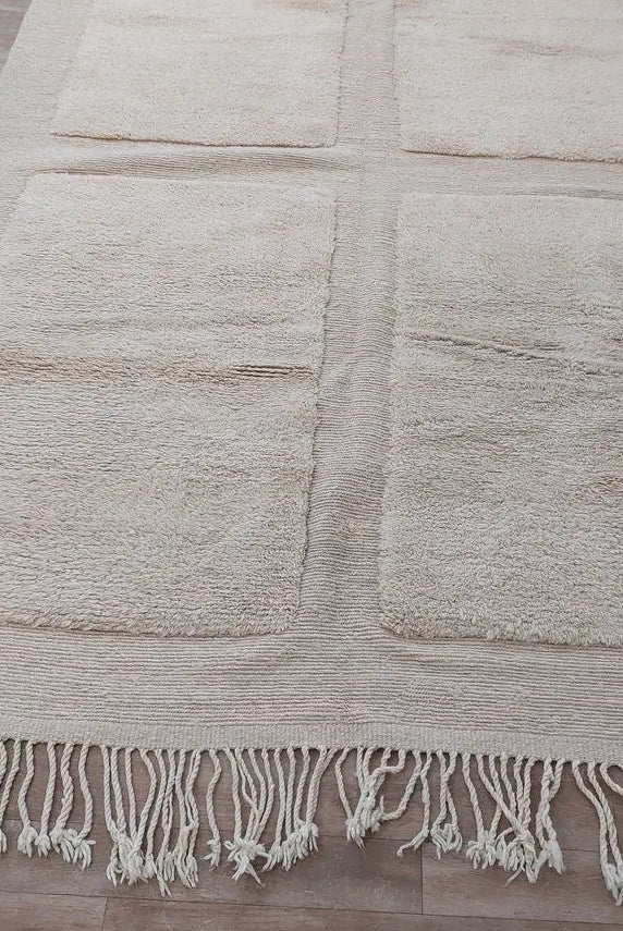 Authentic Moroccan Beni Mrirt Rug: Hand-knotted Neutral Berber Rug , Wool Carpet For Boho Home Decor MoroccanBazzArts