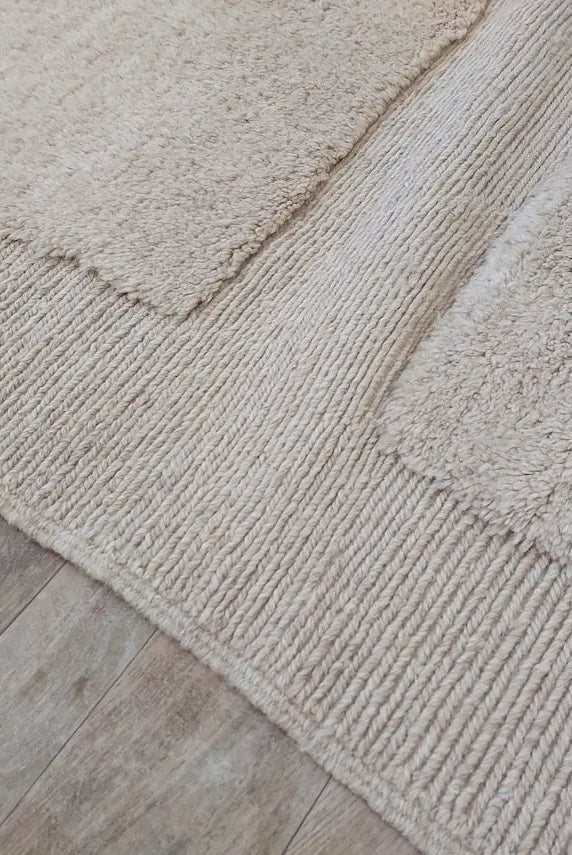 Authentic Moroccan Beni Mrirt Rug: Hand-knotted Neutral Berber Rug , Wool Carpet For Boho Home Decor MoroccanBazzArts