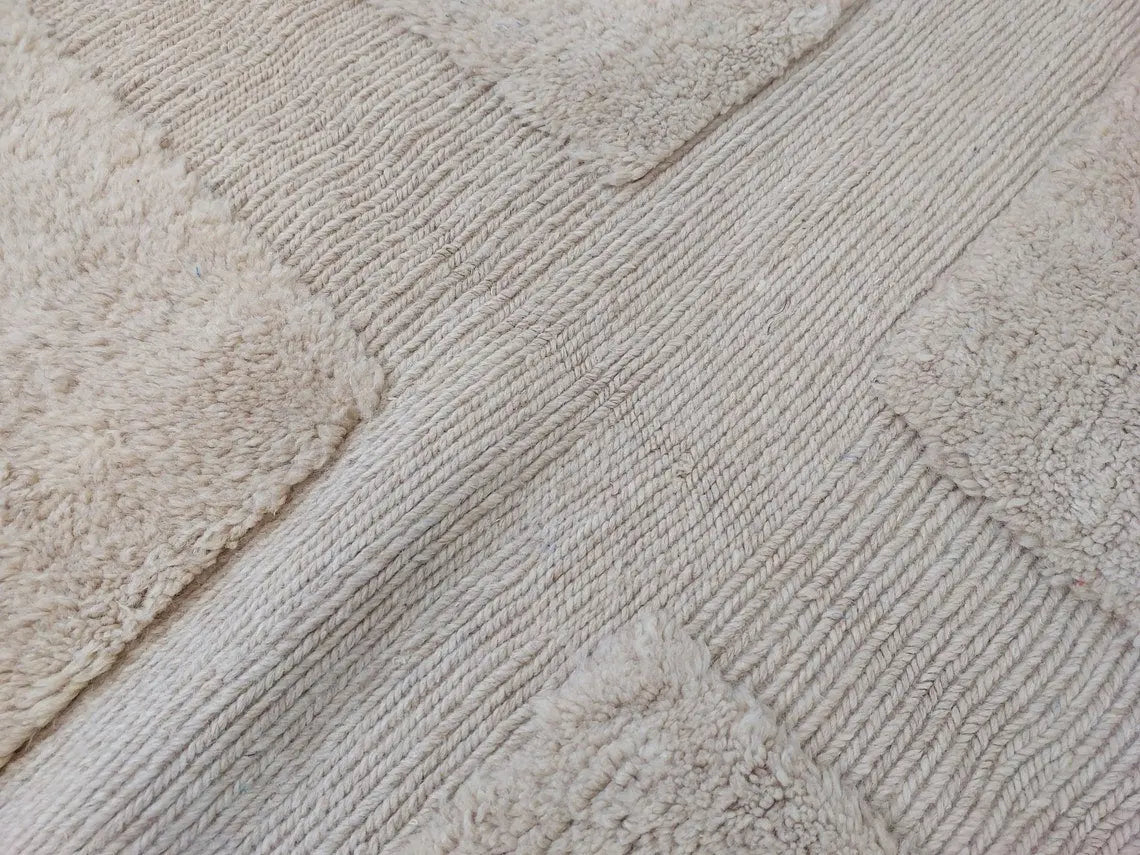 Authentic Moroccan Beni Mrirt Rug: Hand-knotted Neutral Berber Rug , Wool Carpet For Boho Home Decor MoroccanBazzArts