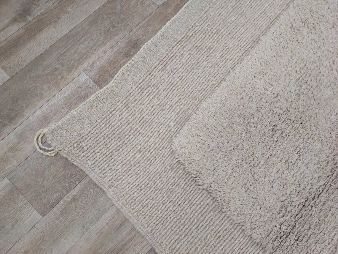 Authentic Moroccan Beni Mrirt Rug: Hand-knotted Neutral Berber Rug , Wool Carpet For Boho Home Decor MoroccanBazzArts
