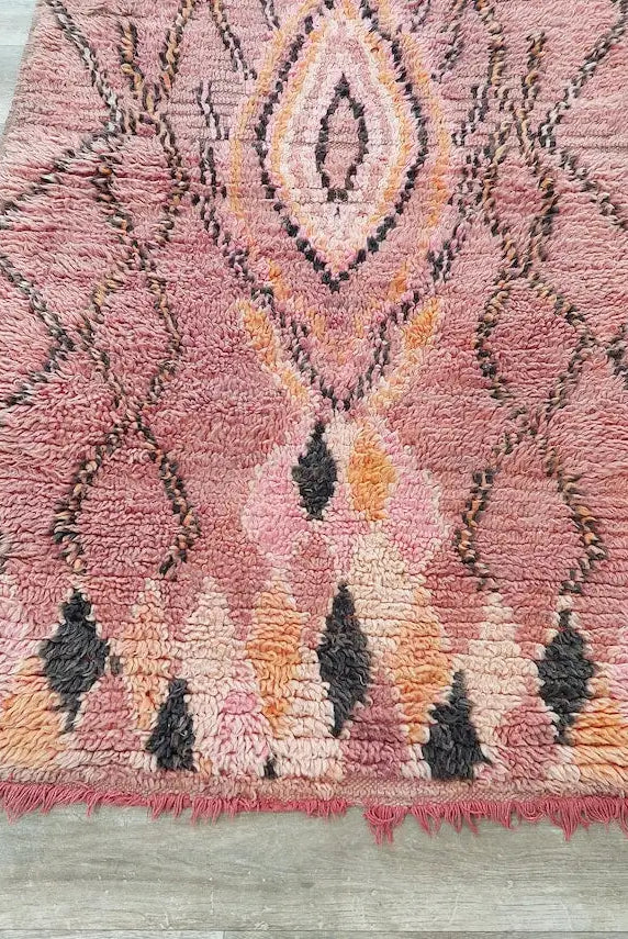 Vintage Pink Boujad Runner: Handmade Moroccan Berber Hallway Rug (3.11 x 10.10 ft) MoroccanBazzArts
