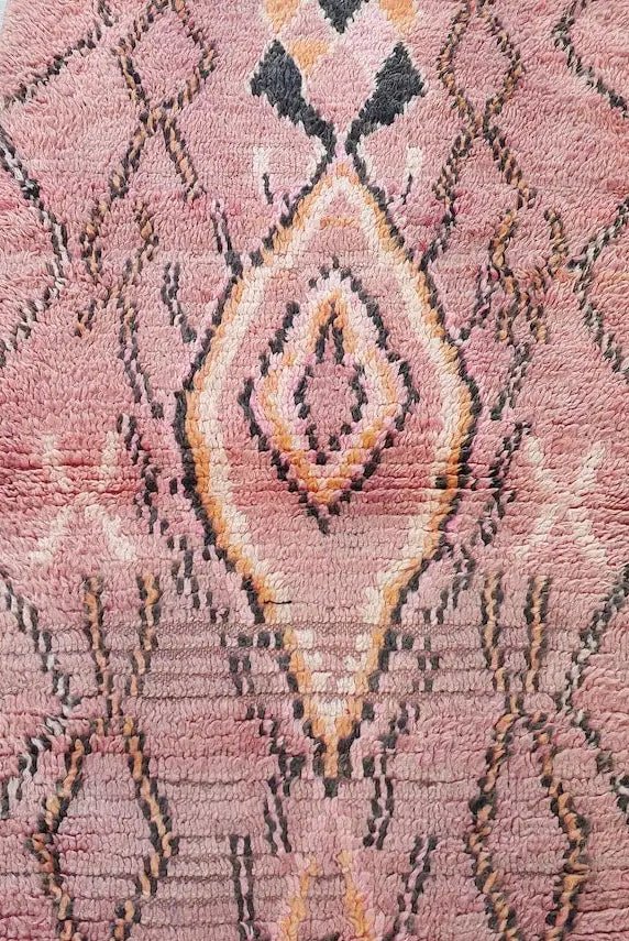 Vintage Pink Boujad Runner: Handmade Moroccan Berber Hallway Rug (3.11 x 10.10 ft) MoroccanBazzArts