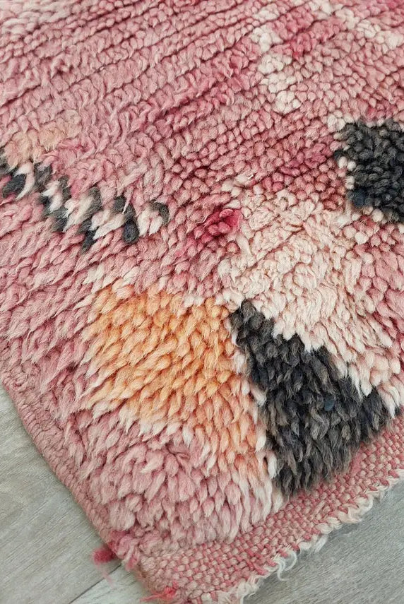 Vintage Pink Boujad Runner: Handmade Moroccan Berber Hallway Rug (3.11 x 10.10 ft) MoroccanBazzArts