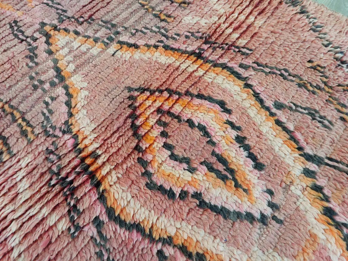 Vintage Pink Boujad Runner: Handmade Moroccan Berber Hallway Rug (3.11 x 10.10 ft) MoroccanBazzArts
