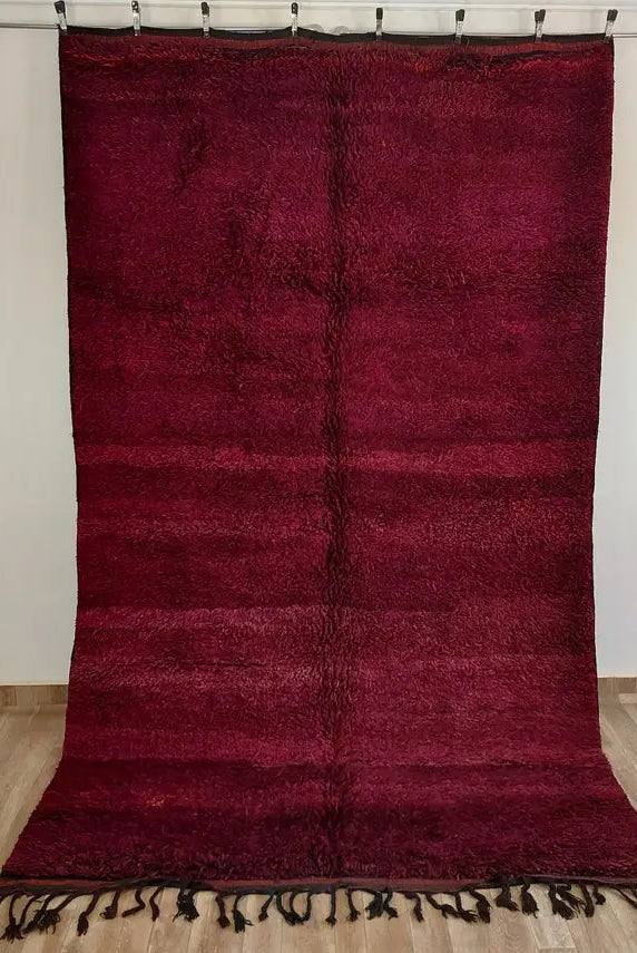 Luxury Burgundy Rug Wool 6.4x10.6: Vintage Moroccan Beni Mguild Berber Carpet MoroccanBazzArts
