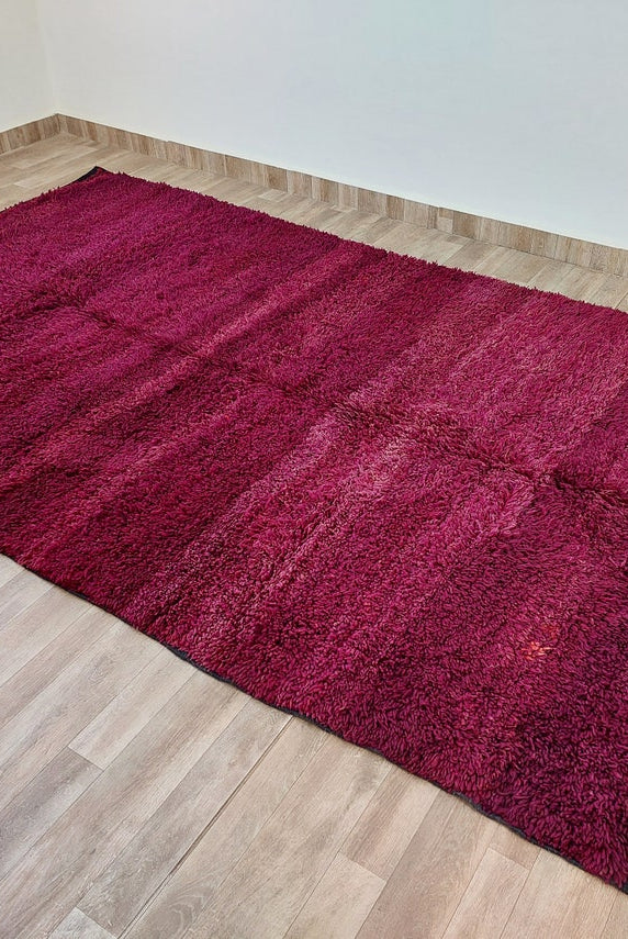 Luxury Burgundy Rug Wool 6.4x10.6: Vintage Moroccan Beni Mguild Berber Carpet MoroccanBazzArts