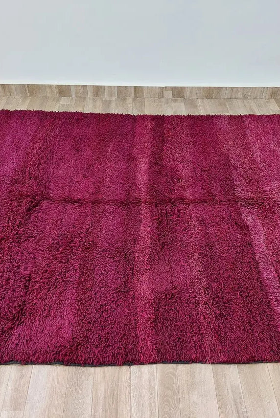 Luxury Burgundy Rug Wool 6.4x10.6: Vintage Moroccan Beni Mguild Berber Carpet MoroccanBazzArts