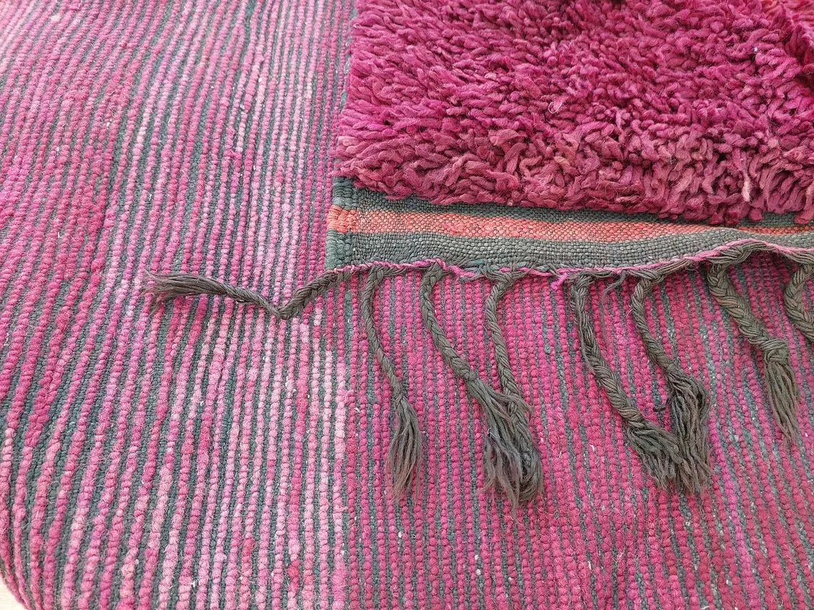 Luxury Burgundy Rug Wool 6.4x10.6: Vintage Moroccan Beni Mguild Berber Carpet MoroccanBazzArts