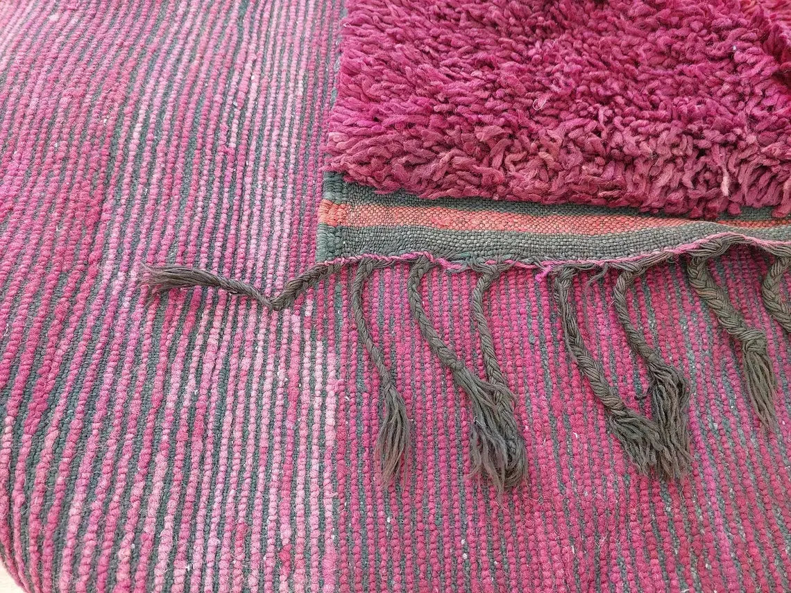 Luxury Burgundy Rug Wool 6.4x10.6: Vintage Moroccan Beni Mguild Berber Carpet MoroccanBazzArts