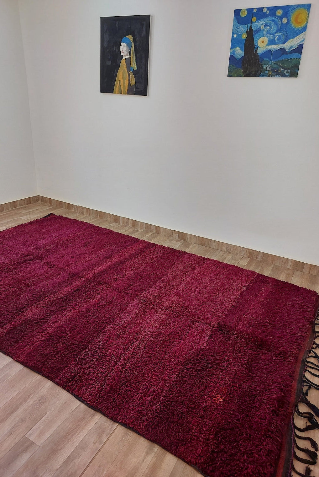 Luxury Burgundy Rug Wool 6.4x10.6: Vintage Moroccan Beni Mguild Berber Carpet MoroccanBazzArts