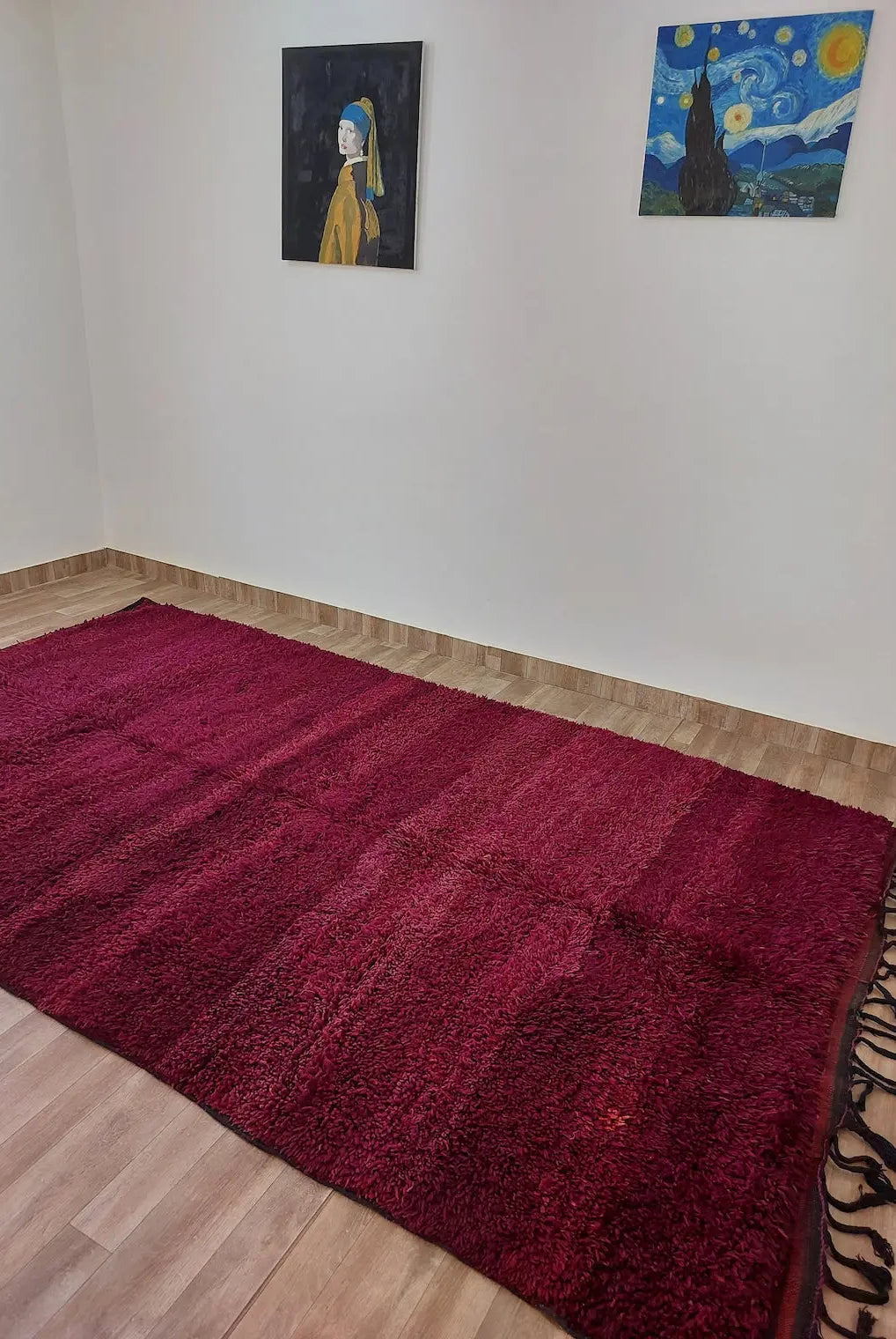 Luxury Burgundy Rug Wool 6.4x10.6: Vintage Moroccan Beni Mguild Berber Carpet MoroccanBazzArts