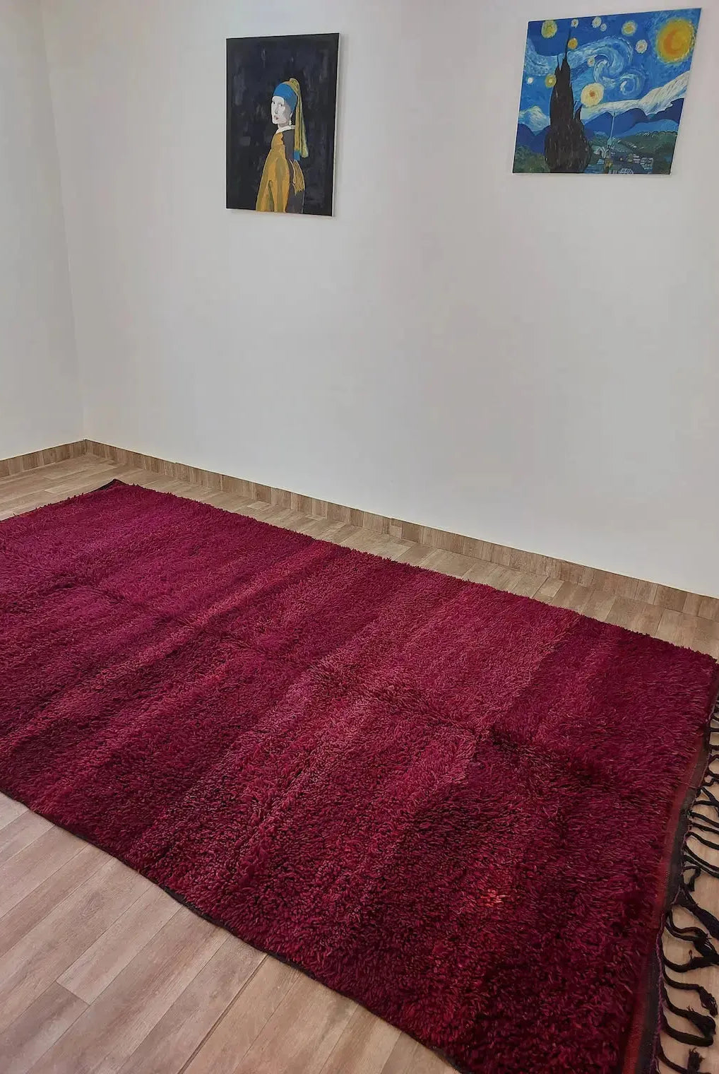 Luxury Burgundy Rug Wool 6.4x10.6: Vintage Moroccan Beni Mguild Berber Carpet MoroccanBazzArts