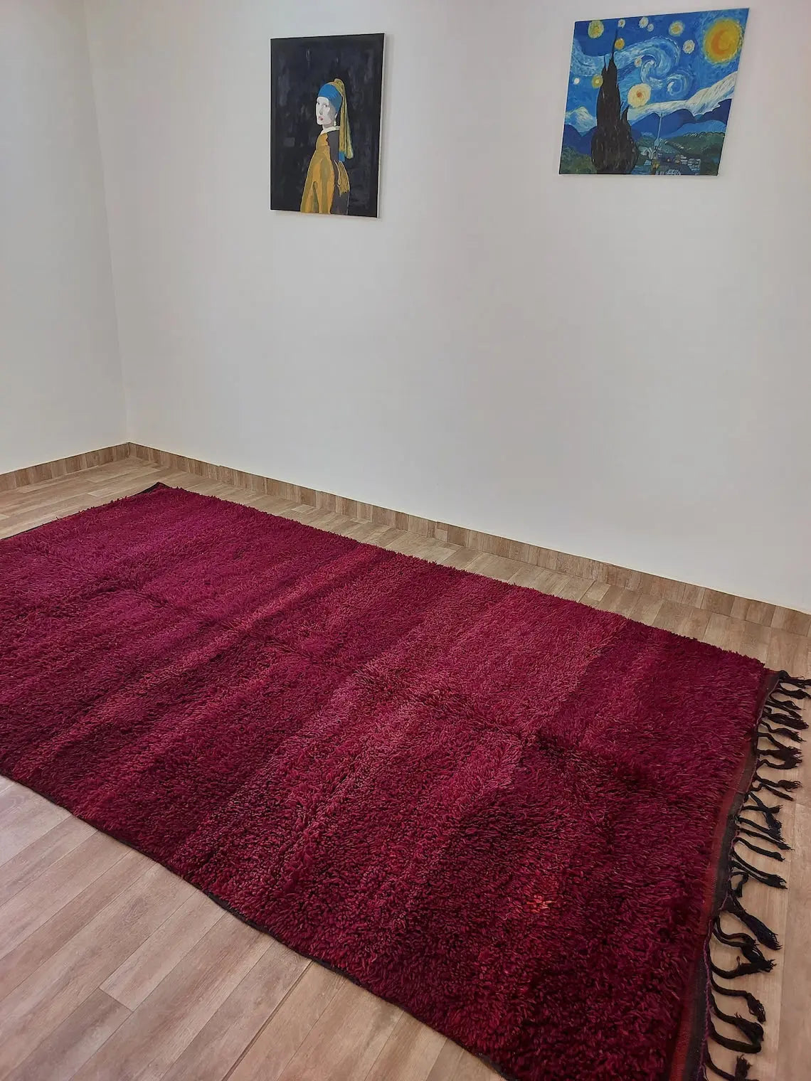 Luxury Burgundy Rug Wool 6.4x10.6: Vintage Moroccan Beni Mguild Berber Carpet MoroccanBazzArts