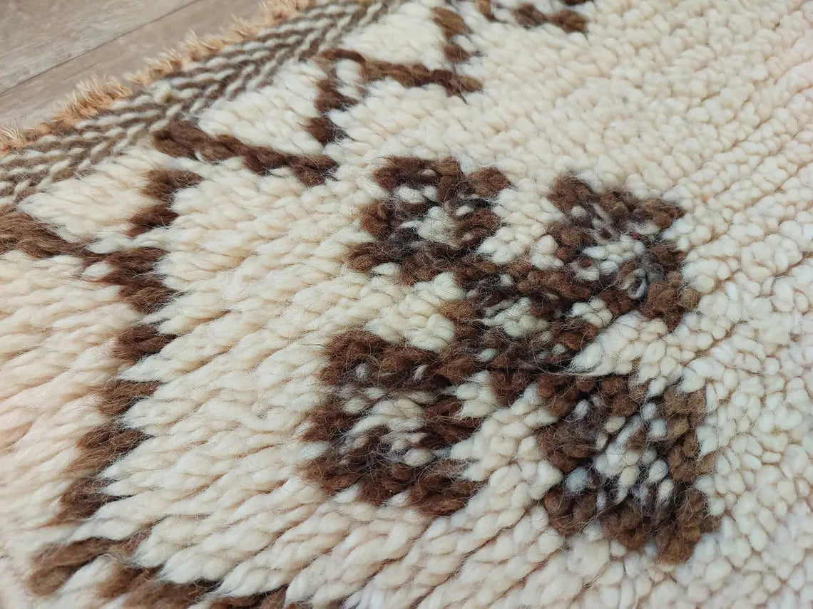 Authentic Azilal Moroccan Runner: Handwoven Berber Wool Rug With Soft Texture For Hallways 3'9x8'10 MoroccanBazzArts