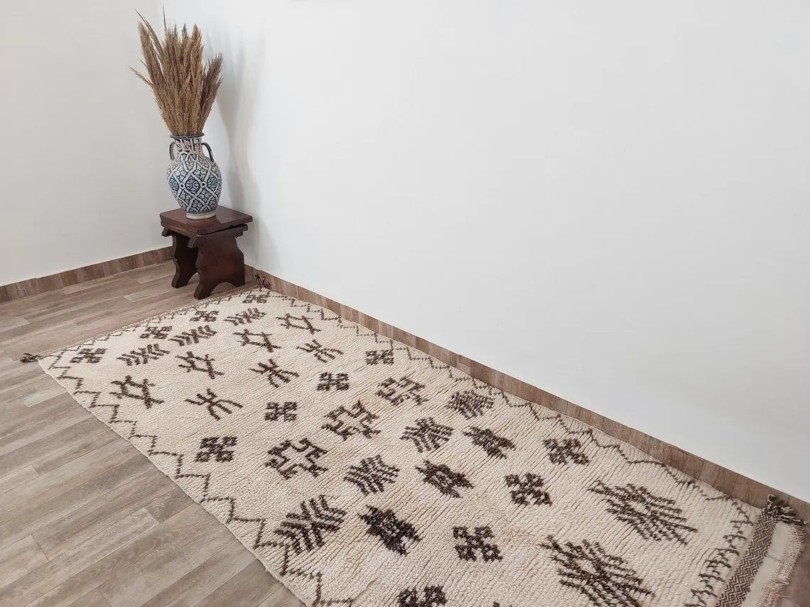 Authentic Azilal Moroccan Runner: Handwoven Berber Wool Rug With Soft Texture For Hallways 3'9x8'10 MoroccanBazzArts