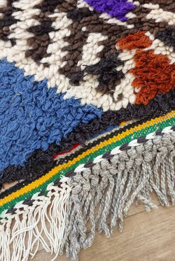 Vibrant Vintage Moroccan Reversible Marmoucha Rug: Handcrafted Berber Tribal Carpet 5.8x8.7 Ft MoroccanBazzArts