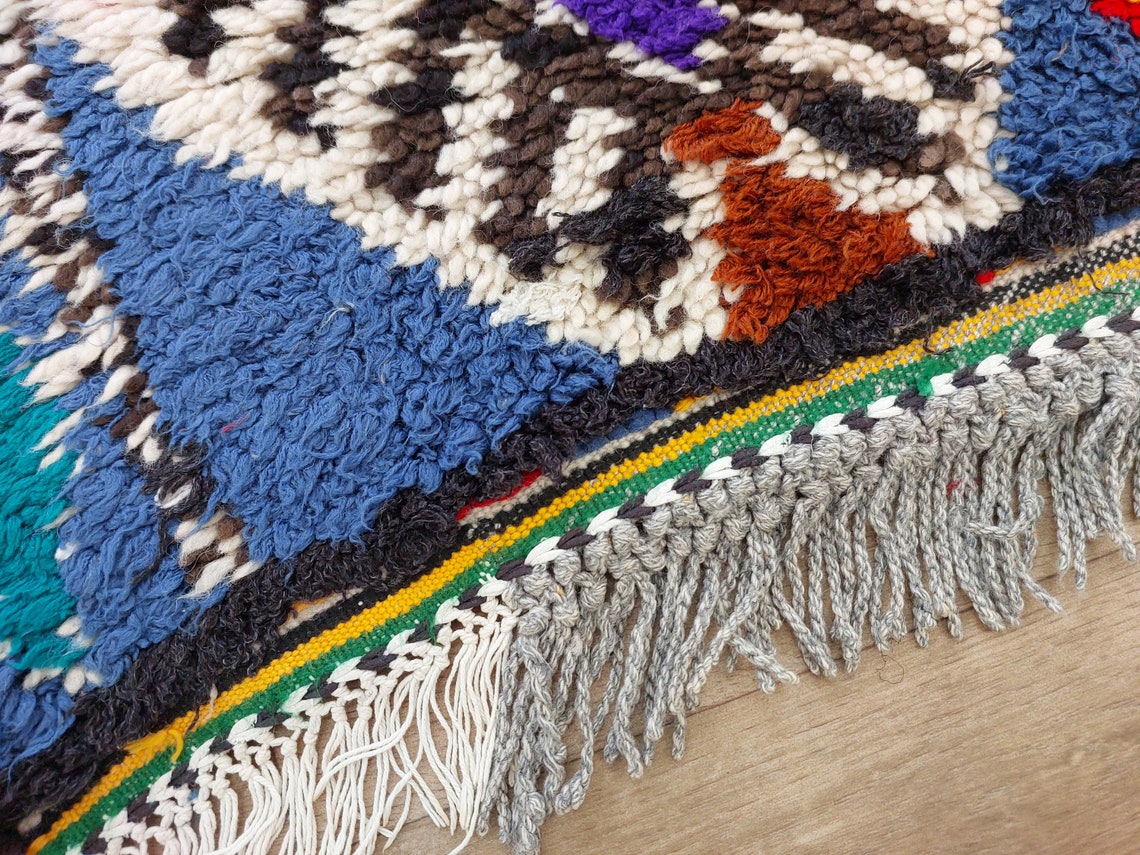 Vibrant Vintage Moroccan Reversible Marmoucha Rug: Handcrafted Berber Tribal Carpet 5.8x8.7 Ft MoroccanBazzArts