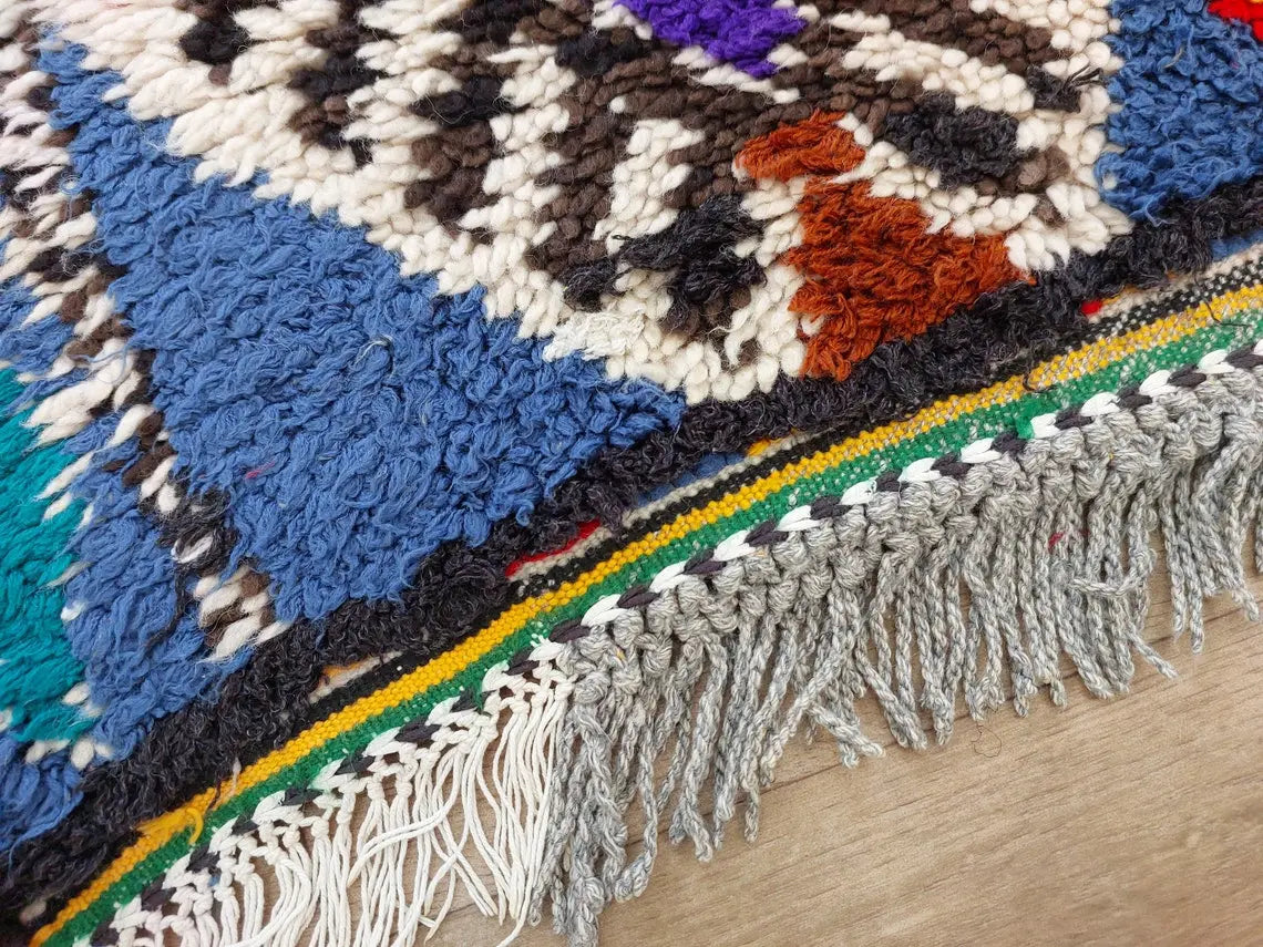 Vibrant Vintage Moroccan Reversible Marmoucha Rug: Handcrafted Berber Tribal Carpet 5.8x8.7 Ft MoroccanBazzArts