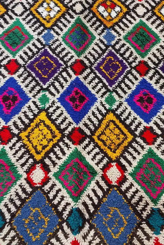 Vibrant Vintage Moroccan Reversible Marmoucha Rug: Handcrafted Berber Tribal Carpet 5.8x8.7 Ft MoroccanBazzArts