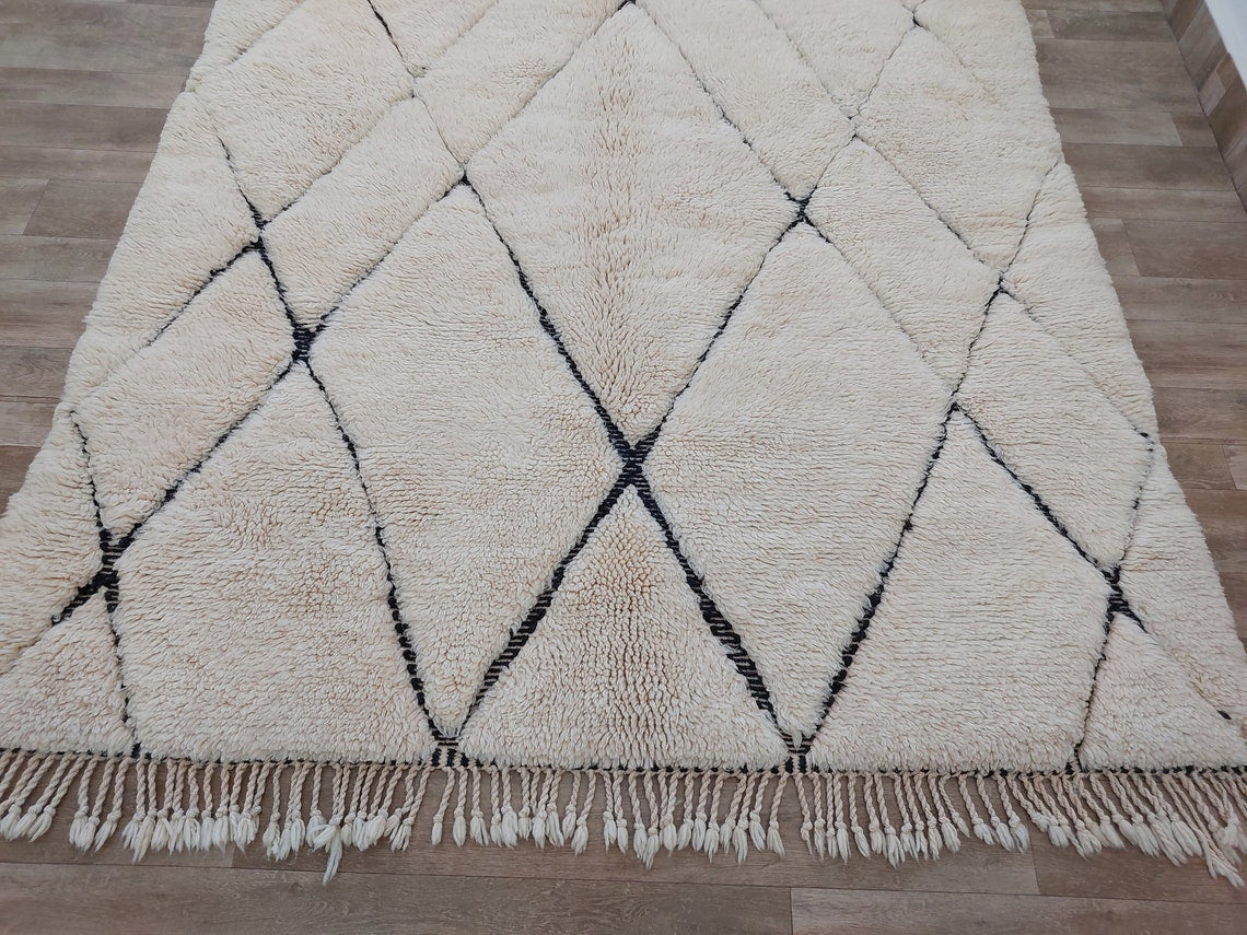 Handmade Moroccan Rug ,neutral Berber Rug - Genuine Lamb Wool Carpet , High Quality Handknotted Rug. MoroccanBazzArts