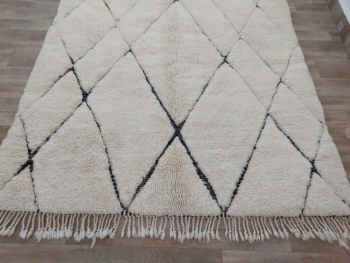 Handmade Moroccan Rug ,neutral Berber Rug - Genuine Lamb Wool Carpet , High Quality Handknotted Rug. MoroccanBazzArts