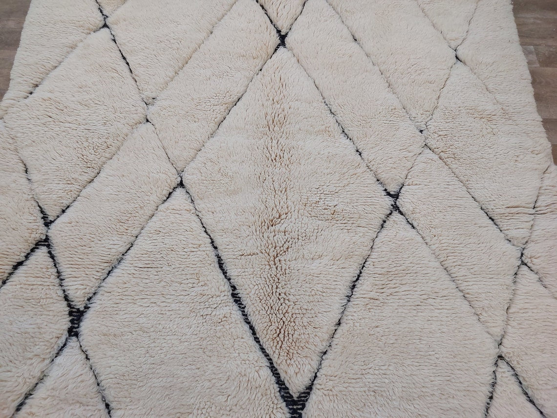 Handmade Moroccan Rug ,neutral Berber Rug - Genuine Lamb Wool Carpet , High Quality Handknotted Rug. MoroccanBazzArts