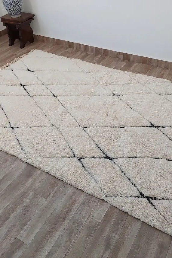 Handmade Moroccan Rug ,neutral Berber Rug - Genuine Lamb Wool Carpet , High Quality Handknotted Rug. MoroccanBazzArts