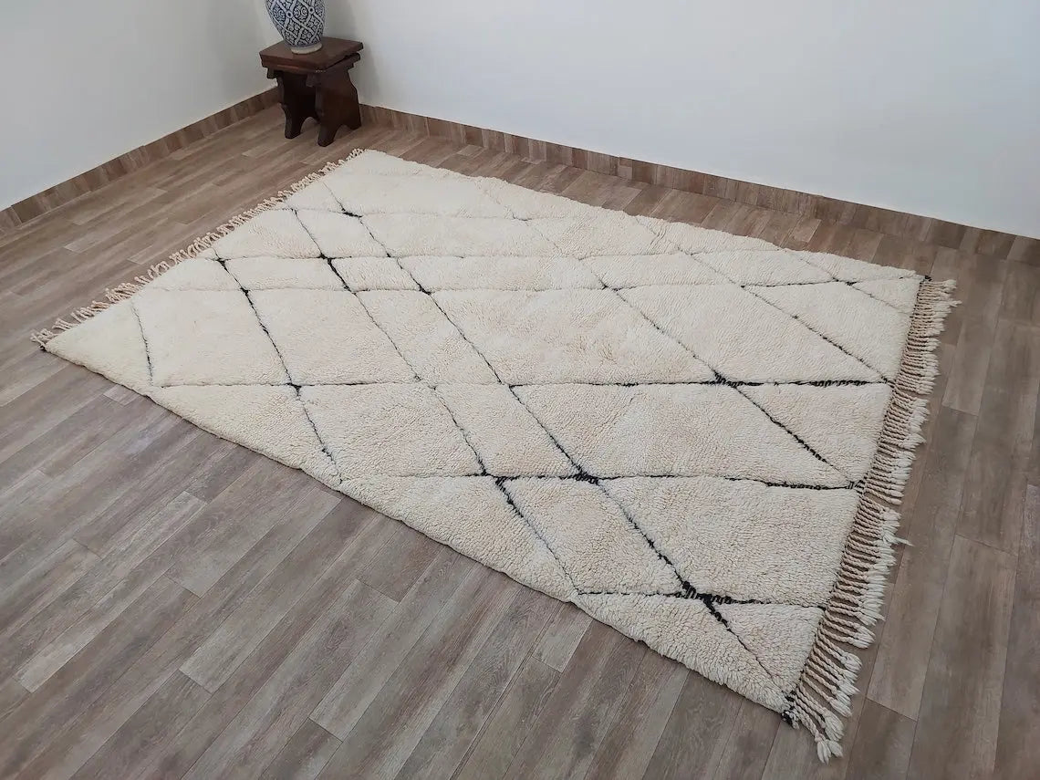 Handmade Moroccan Rug ,neutral Berber Rug - Genuine Lamb Wool Carpet , High Quality Handknotted Rug. MoroccanBazzArts