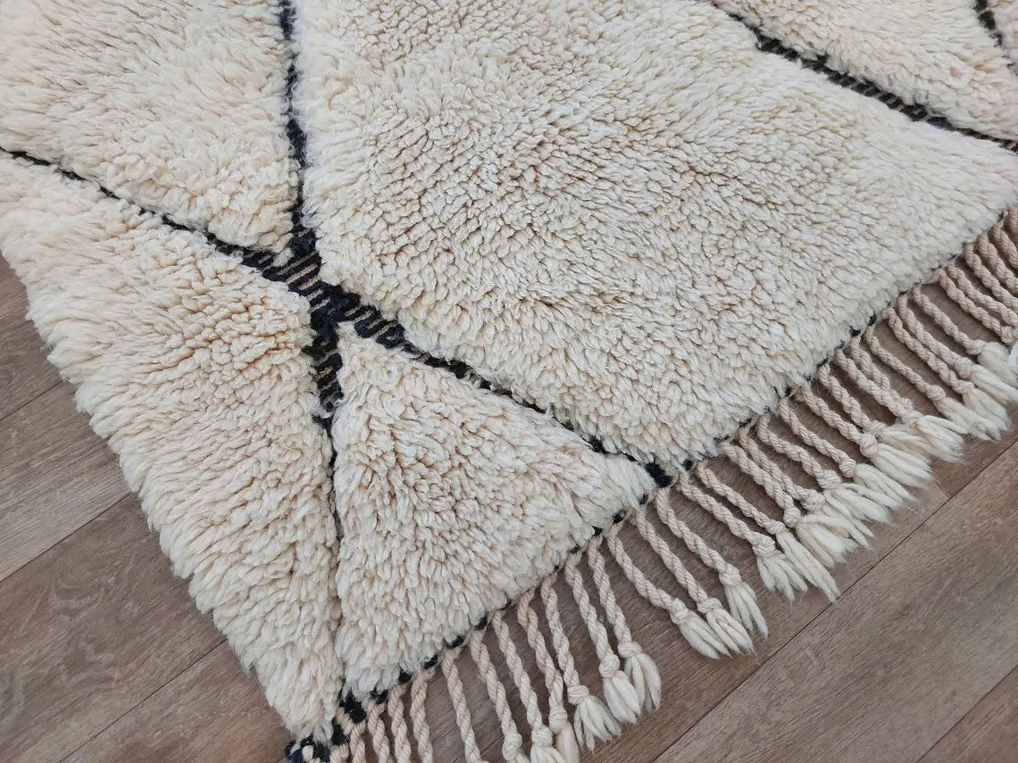 Handmade Moroccan Rug ,neutral Berber Rug - Genuine Lamb Wool Carpet , High Quality Handknotted Rug. MoroccanBazzArts