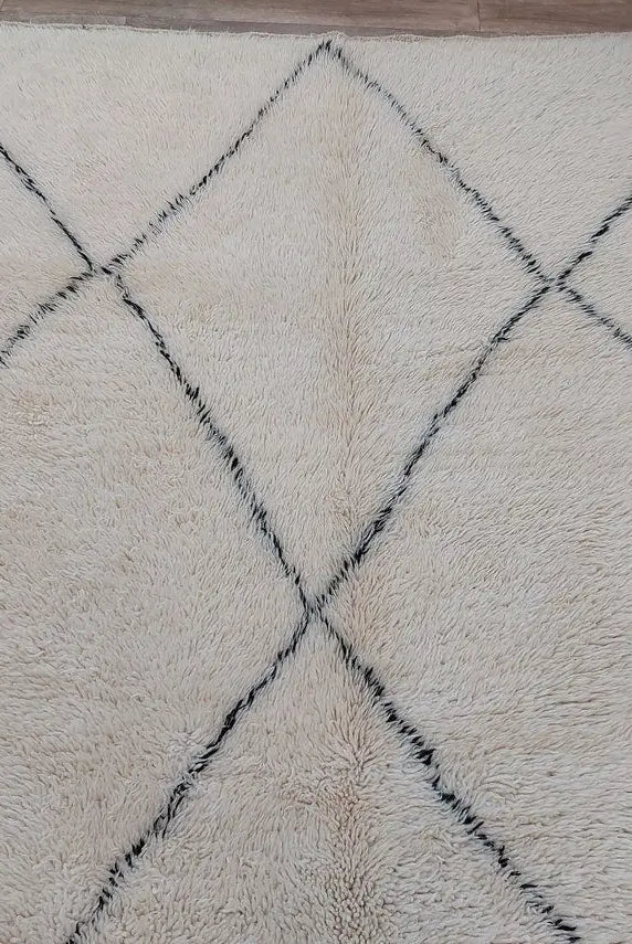 Authentic Beni Ourain Moroccan Berber Rug: Hand-knotted Lamb Wool, 5'10" X 8'6" MoroccanBazzArts
